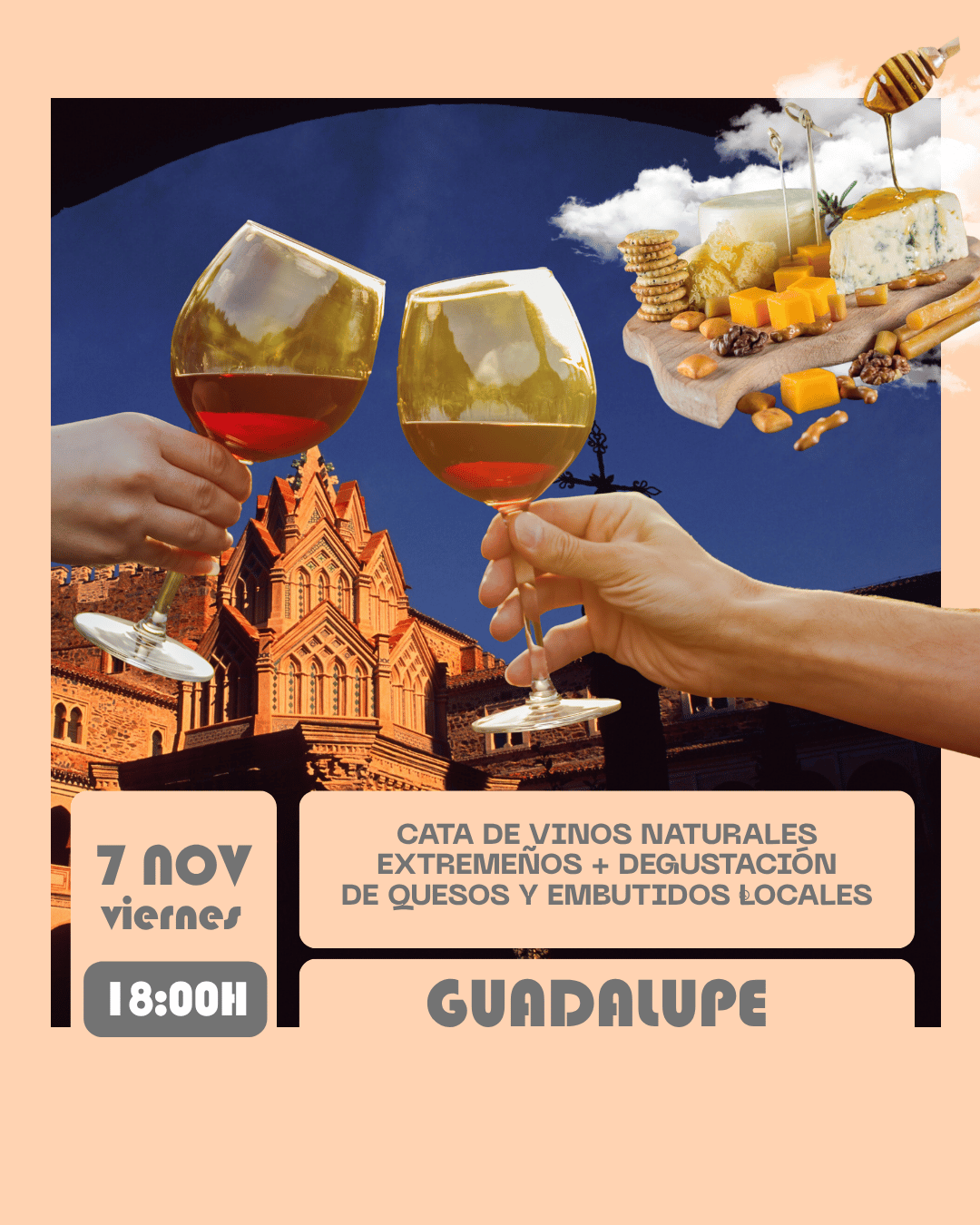Cata de vinos naturales extremeños + degustación de quesos y embutidos locales