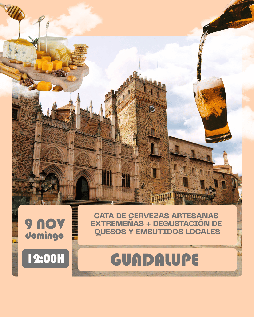 Cata de cervezas artesanas extremeñas + degustación de quesos y embutidos locales